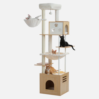 grote houten krabpaal voor katten beige