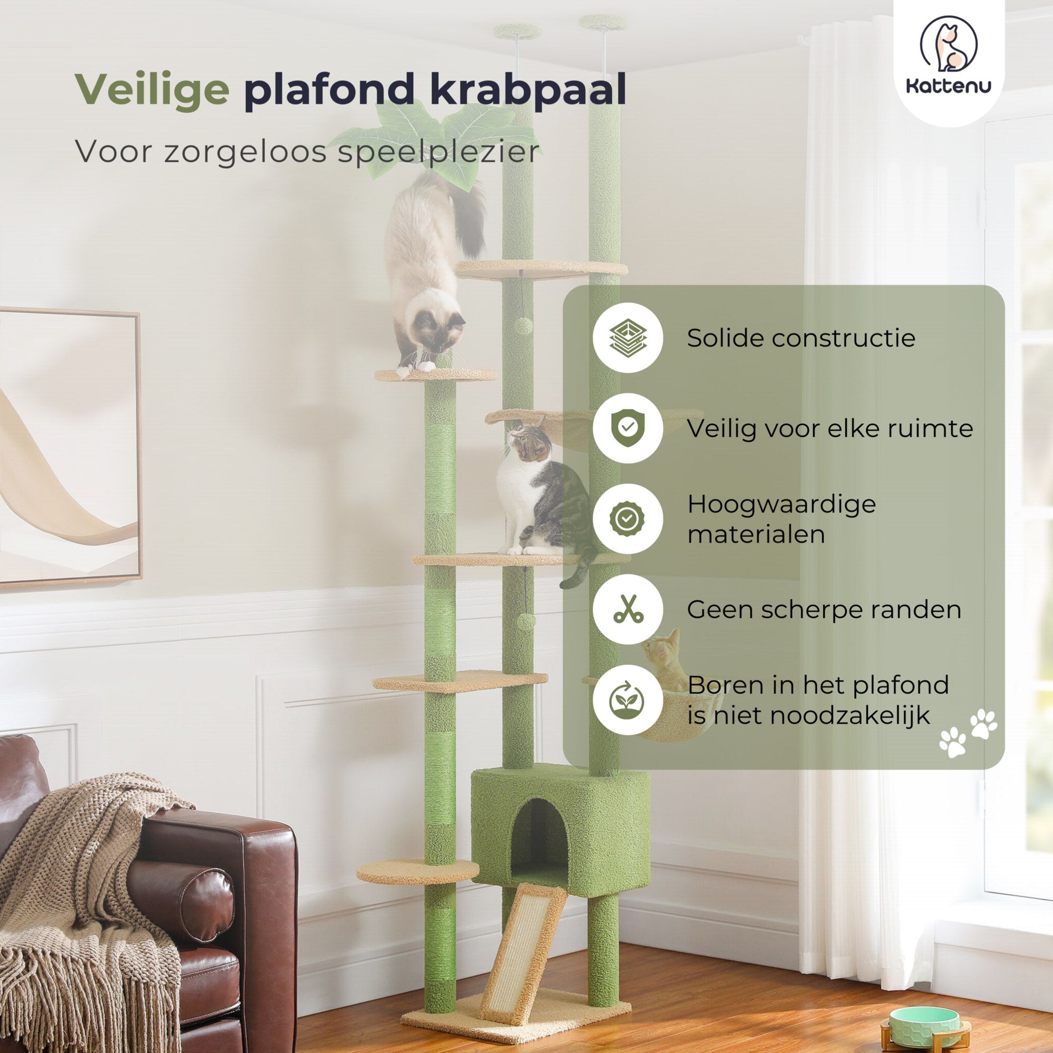 PawHut Arbre à chat poteau à griffer fixation plafond hauteur réglable PawHut Arbre à chat poteau à griffer fixation plafond hauteur réglable